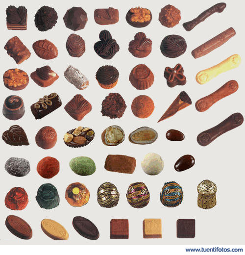 Objetos de Bombones de Chocolate