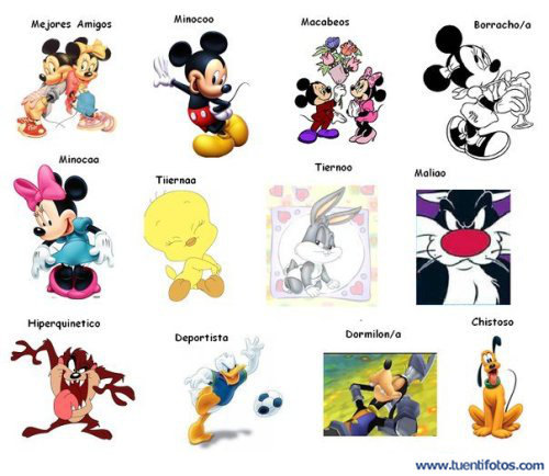 Dibujos de Tipos De Amigos Disney Warner